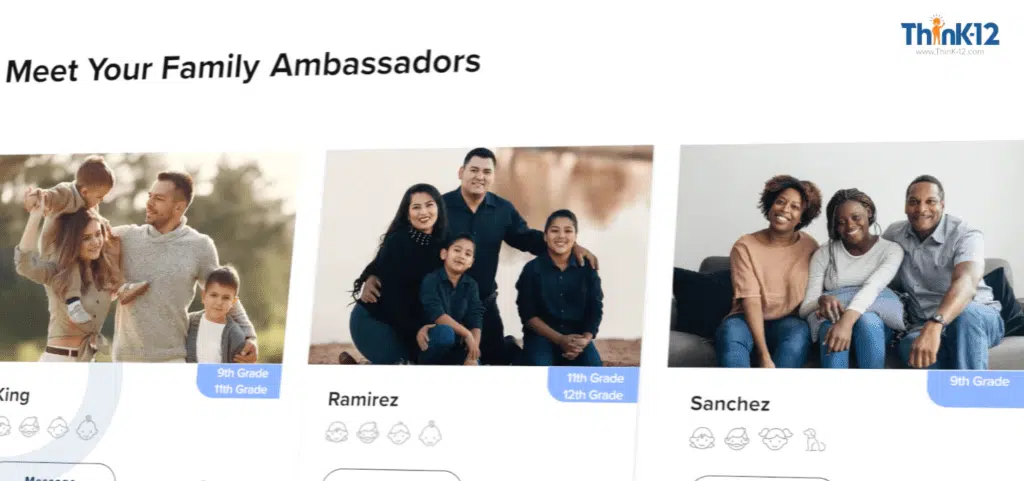 "Meet your family ambassadors" with images of different families