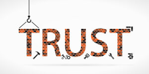 "TRUST" built out of bricks