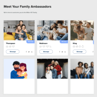 "Meet Your Family Ambassadors" with photos of families